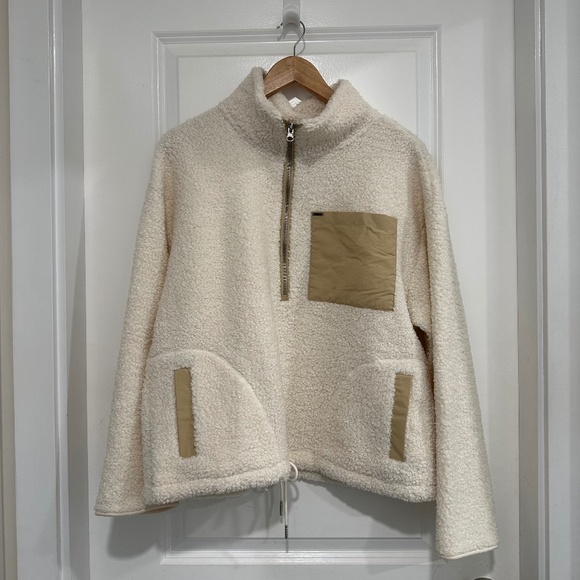 Buffalo David Bitton | Women’s White Cream Coloured Sherpa Half Zip Sweater NWOT - Picture 1 of 8